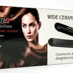 مكواة شعر سيراميك عريضة من Okema درجة حرارة حتى 480°F