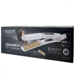 مكواة فرد الشعر من ريبون باللون الابض والذهبي سيراميك احترافي وحرارة عالية