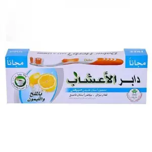 دابر معجون اسنان الاعشاب مع فرشاه بالملح والليمون - 150 جرام